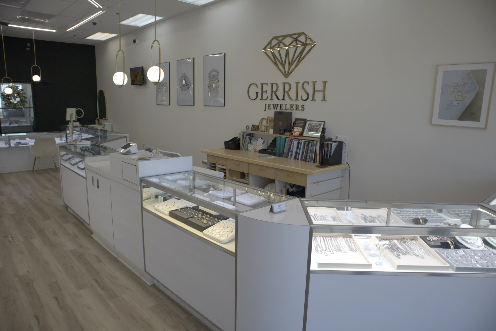 Fine jewelry display at Marlowe Fine Jewelry